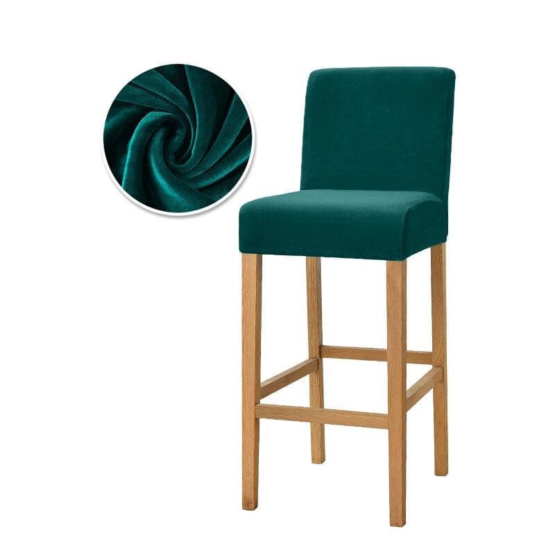 Fir Green Velvet Bar Stool Cover