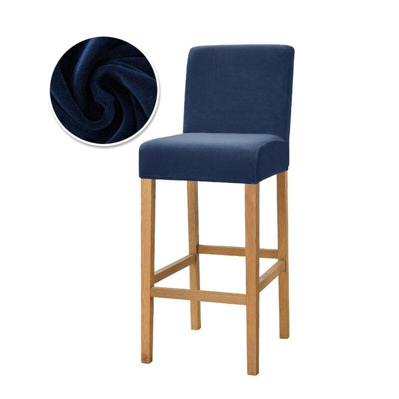 Navy Blue Velvet Bar Stool Cover