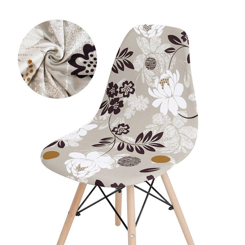 Gray Scandinavian Chair Cover With Flowers