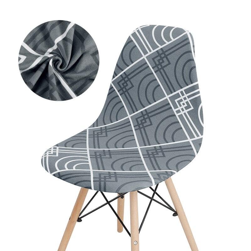Gray Scandinavian Chair Cover With White Checks