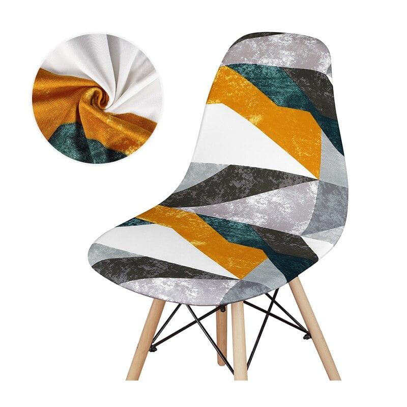 Grey, White and Orange Scandinavian Chair Cover