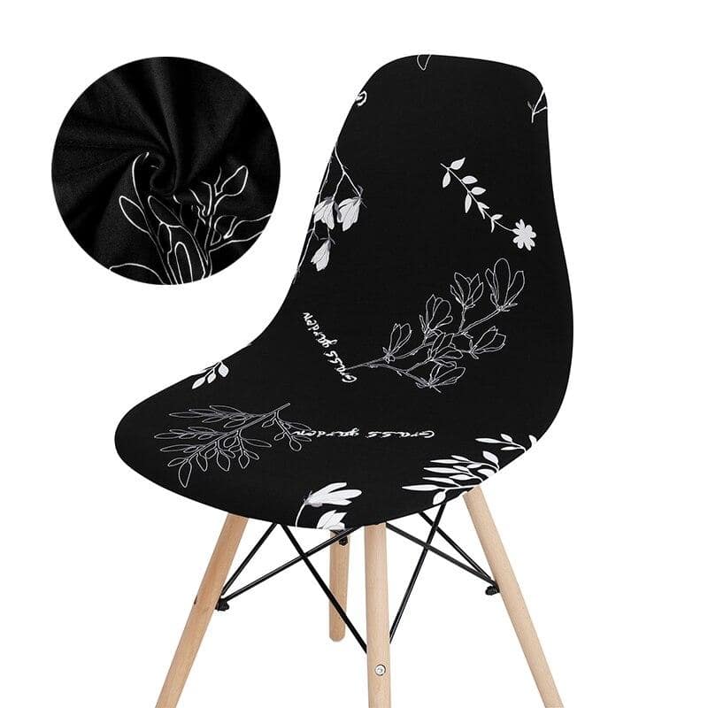 Floral Black Scandinavian Chair Cover