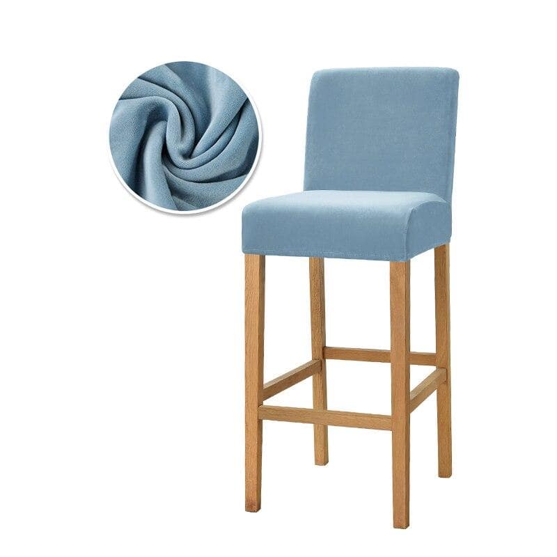 Blue Gray Velvet Bar Stool Cover