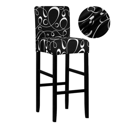 Black Bar Stool Cover with Circles