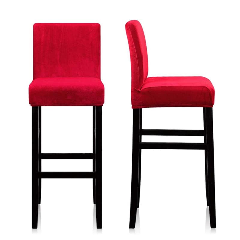 High Red Velvet Bar Stool Cover