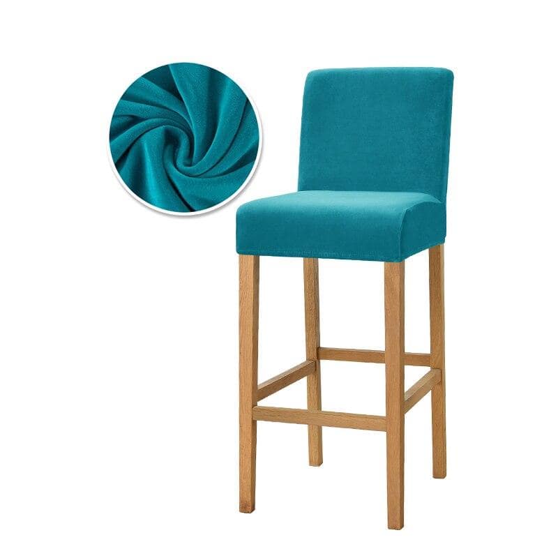 Helsinki Turquoise Blue Velvet Bar Stool Cover