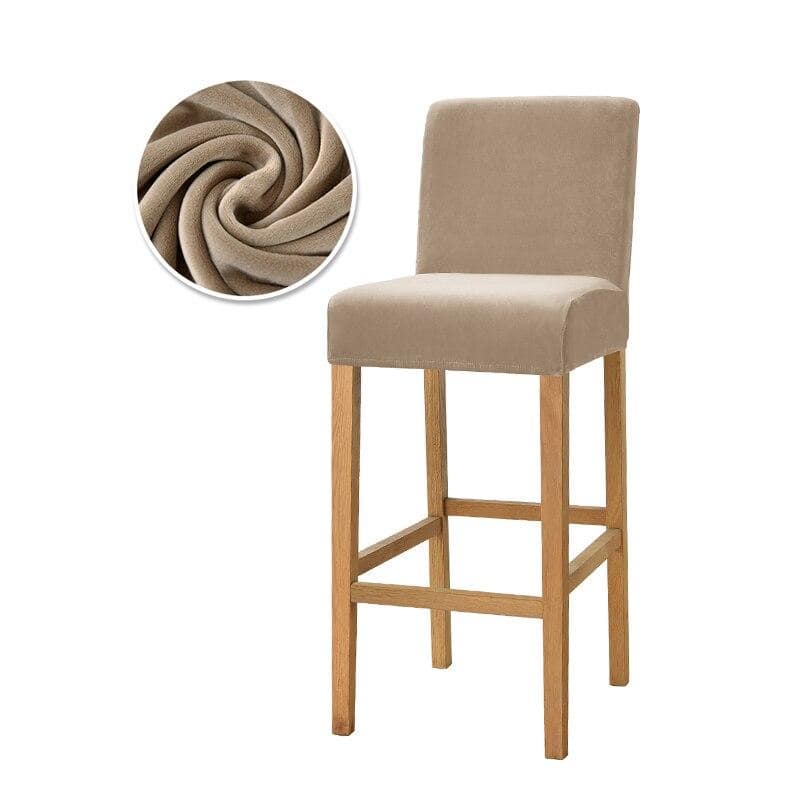 Beige Velvet Bar Stool Cover