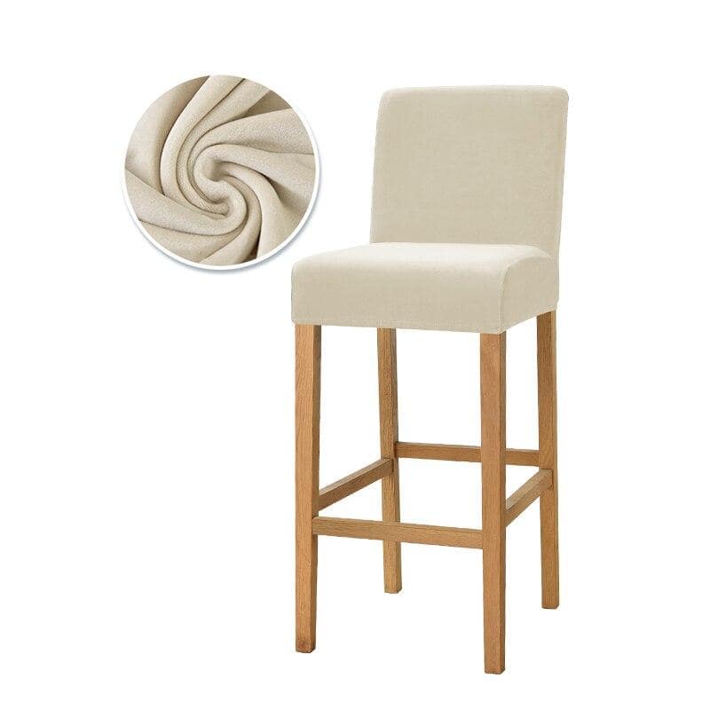 Beige / White Velvet Bar Stool Cover