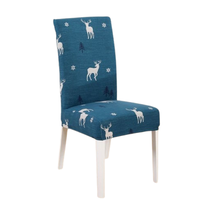 Blue Christmas Deer Chair Cover