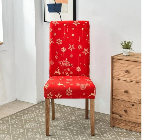 Red Christmas Deer Chair Cover