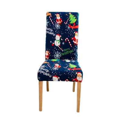 Blue Merry Christmas Chair Cover