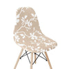 Beige Scandinavian Chair Cover with White Flowers PRINTEMPS