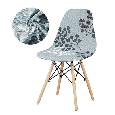 Gray and White Floral Scandinavian Chair Cover