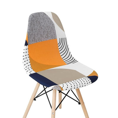 Scandinavian Chair Cover with White and Orange Patterns