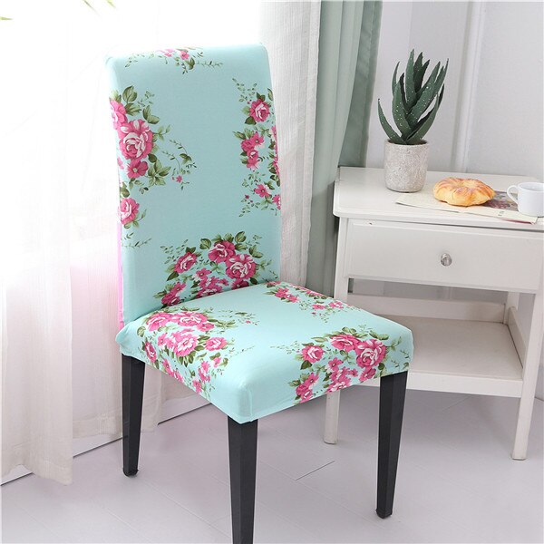 Jamila Pink Floral Turquoise Chair Cover