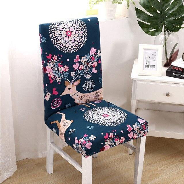 Flower Deer Blue Chair Cover