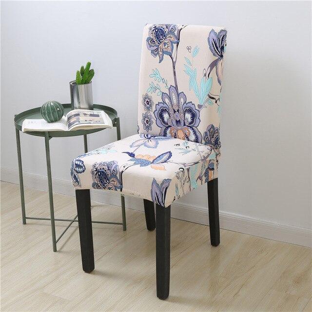 Beige Chair Cover with Blue Flowers