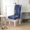 Dark Blue Plant Pattern Chair Cover