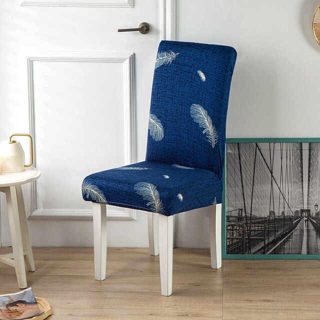 Feathered Blue Chair Cover