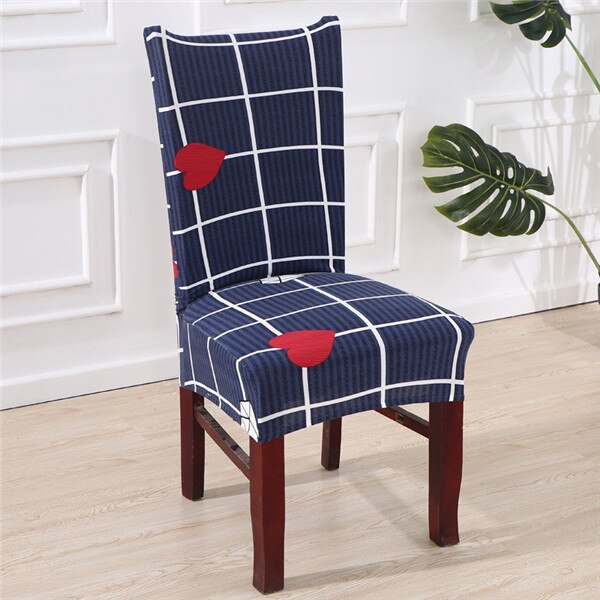 Chair Cover with Blue and White Checks and Red Hearts