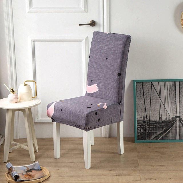 Gray Chair Cover With Rose Patterns
