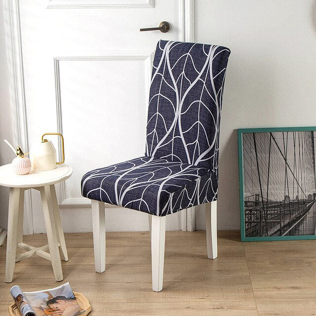 Dark Gray Chair Cover with White Pattern