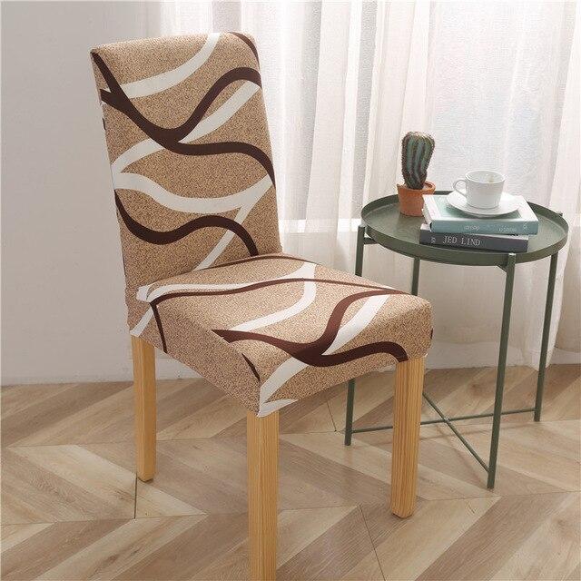 Light Brown Chair Cover with Brown and White Pattern