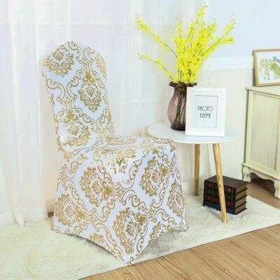 Floral Gold Wedding Chair Cover