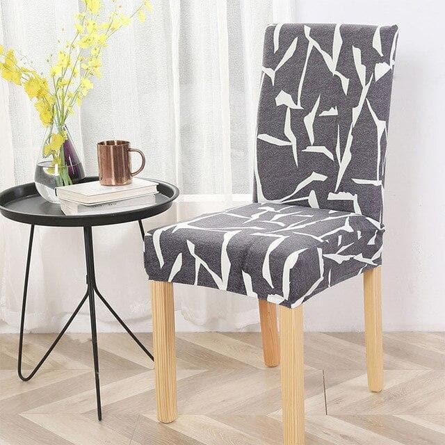 Gray Chair Cover With White Patterns