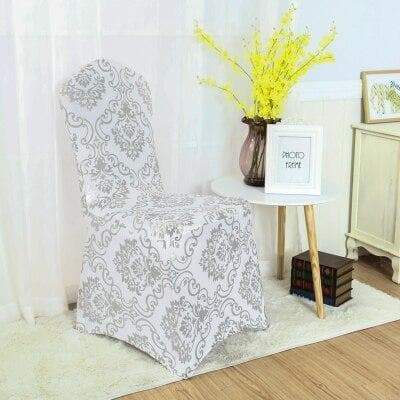 Silver Flower Wedding Chair Cover