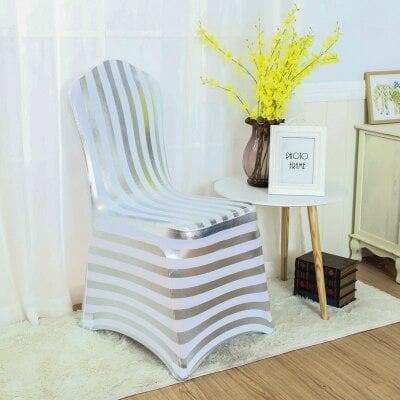 Silver Stripe Wedding Chair Cover