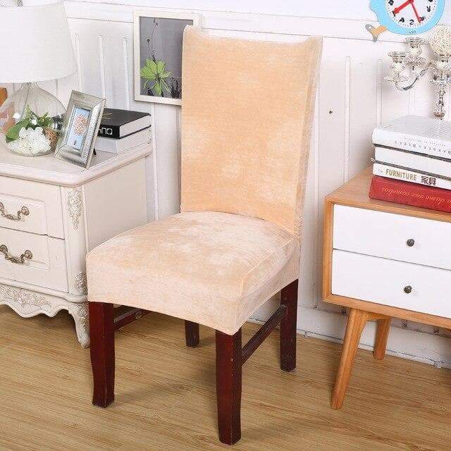 Salmon Pink Velvet Chair Cover