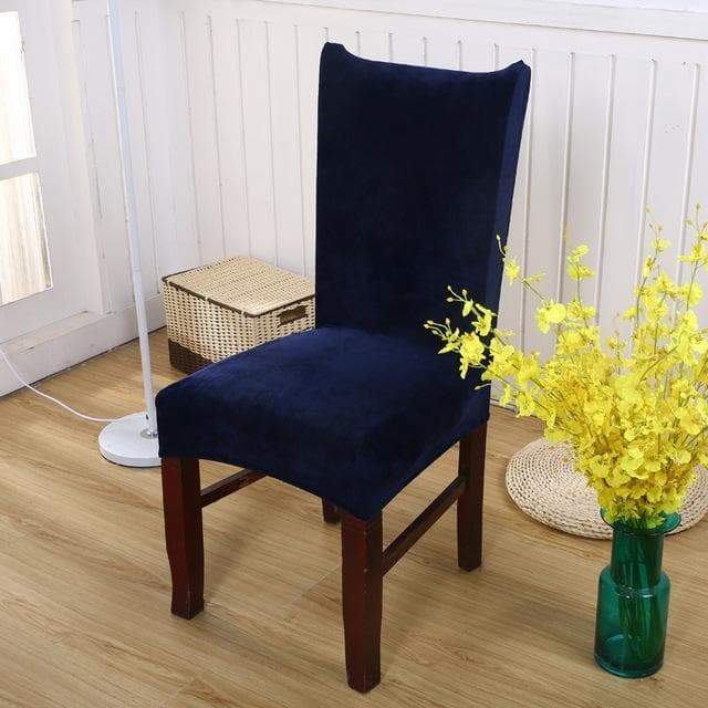 Navy Blue Velvet Chair Cover