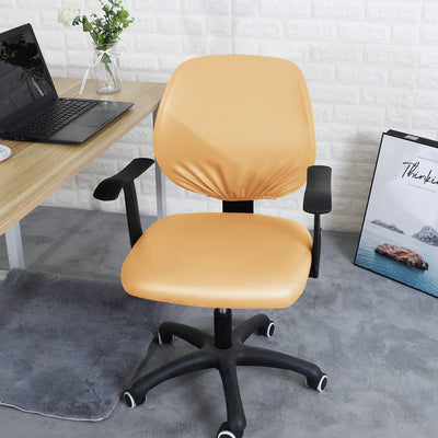 Beige Leather Office Chair Cover