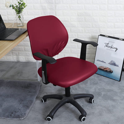 Burgundy Leather Office Chair Cover