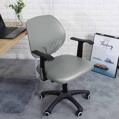 gray leather office chair cover