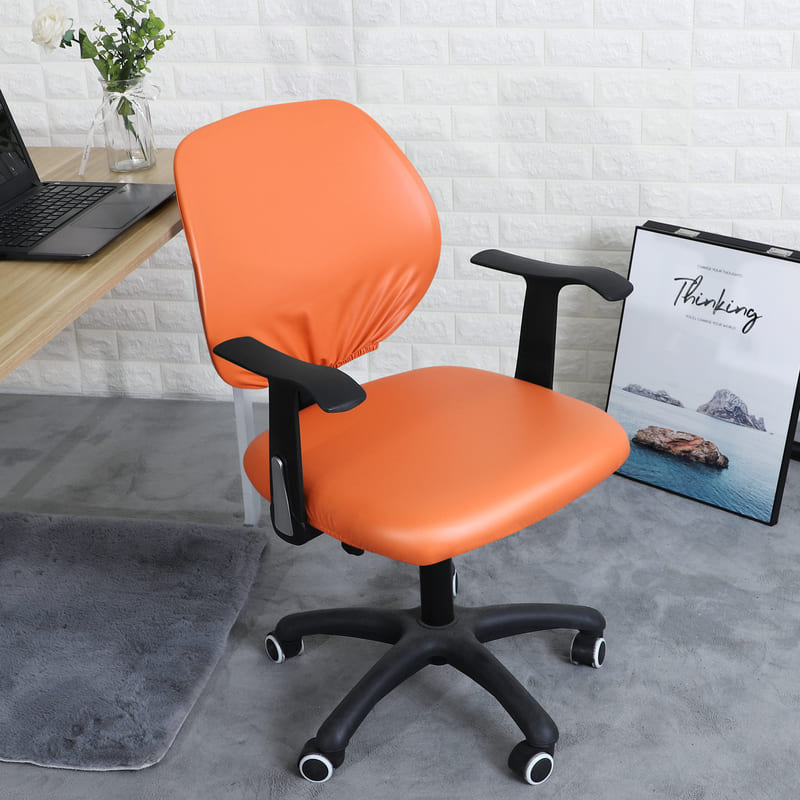 Orange Leather Office Chair Cover